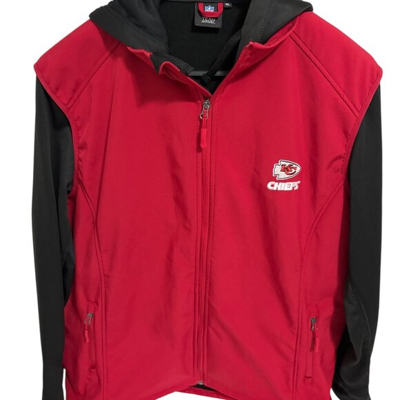 NFL Kansas City Chiefs Hooded Jacket Size XL Fleece Lined Full Zip Red Logo - Picture 1 of 10
